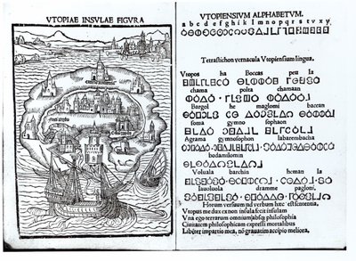 Map of the Island of Utopia and its Alphabet by English School